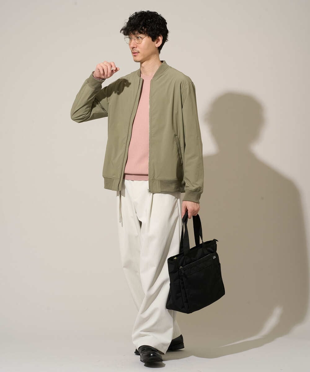 KHLED07069 a.v.v MEN(アー・ヴェ・ヴェ) 【イージーケア/洗濯機で洗える/毛玉になりにくい/ストレッチ】ベルト付きワイドテーパードチノパンツ ベージュ