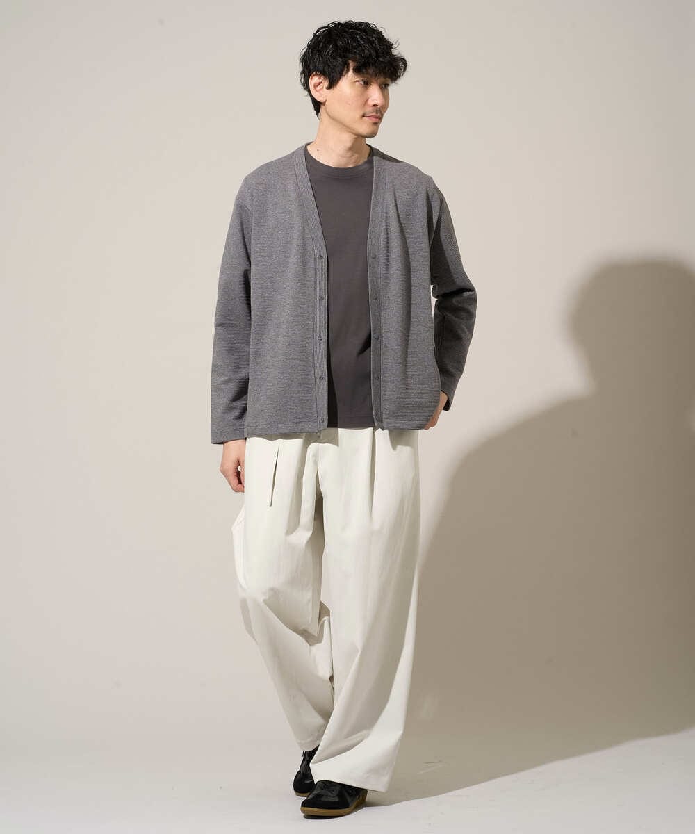 KHLED07069 a.v.v MEN(アー・ヴェ・ヴェ) 【イージーケア/洗濯機で洗える/毛玉になりにくい/ストレッチ】ベルト付きワイドテーパードチノパンツ ベージュ