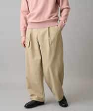 KHLED07069 a.v.v MEN(アー・ヴェ・ヴェ) 【イージーケア/洗濯機で洗える/毛玉になりにくい/ストレッチ】ベルト付きワイドテーパードチノパンツ ベージュ