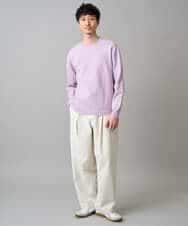 KHLED07069 a.v.v MEN(アー・ヴェ・ヴェ) 【イージーケア/洗濯機で洗える/毛玉になりにくい/ストレッチ】ベルト付きワイドテーパードチノパンツ ベージュ