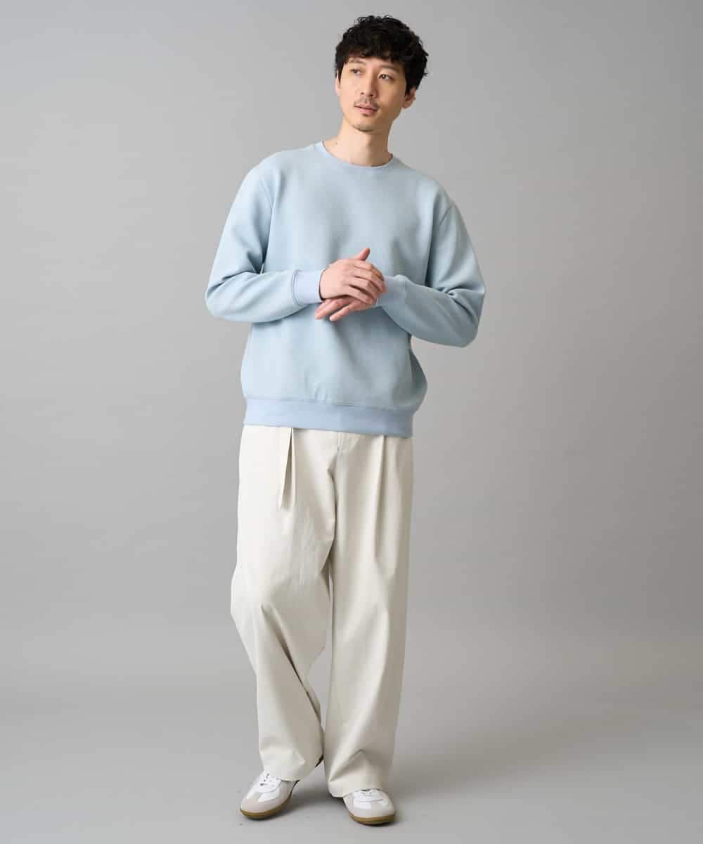 KHLED07069 a.v.v MEN(アー・ヴェ・ヴェ) 【イージーケア/洗濯機で洗える/毛玉になりにくい/ストレッチ】ベルト付きワイドテーパードチノパンツ ベージュ