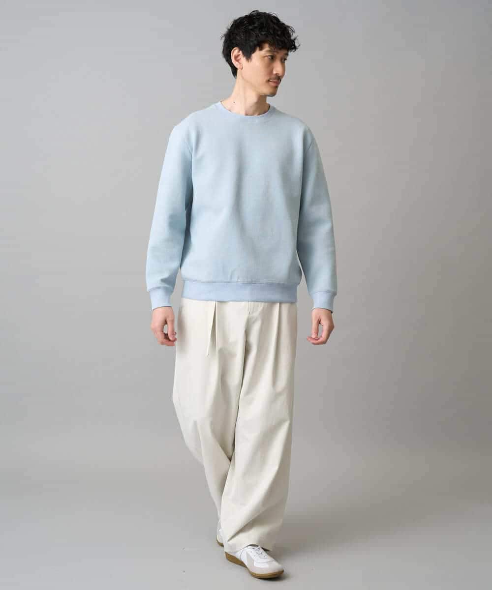 KHLED07069 a.v.v MEN(アー・ヴェ・ヴェ) 【イージーケア/洗濯機で洗える/毛玉になりにくい/ストレッチ】ベルト付きワイドテーパードチノパンツ ベージュ