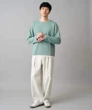 KHLED07069 a.v.v MEN(アー・ヴェ・ヴェ) 【イージーケア/洗濯機で洗える/毛玉になりにくい/ストレッチ】ベルト付きワイドテーパードチノパンツ ベージュ