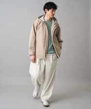 KHLED07069 a.v.v MEN(アー・ヴェ・ヴェ) 【イージーケア/洗濯機で洗える/毛玉になりにくい/ストレッチ】ベルト付きワイドテーパードチノパンツ ベージュ