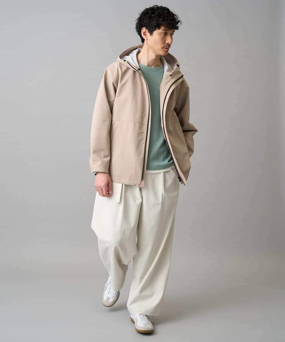 KHLED07069 a.v.v MEN(アー・ヴェ・ヴェ) 【イージーケア/洗濯機で洗える/毛玉になりにくい/ストレッチ】ベルト付きワイドテーパードチノパンツ ベージュ