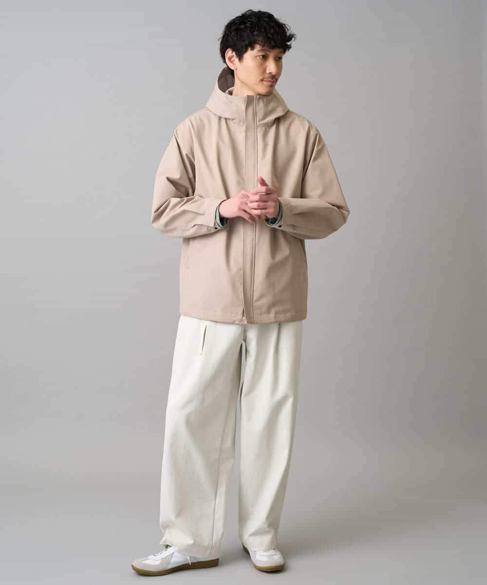 KHLED07069 a.v.v MEN(アー・ヴェ・ヴェ) 【イージーケア/洗濯機で洗える/毛玉になりにくい/ストレッチ】ベルト付きワイドテーパードチノパンツ ベージュ