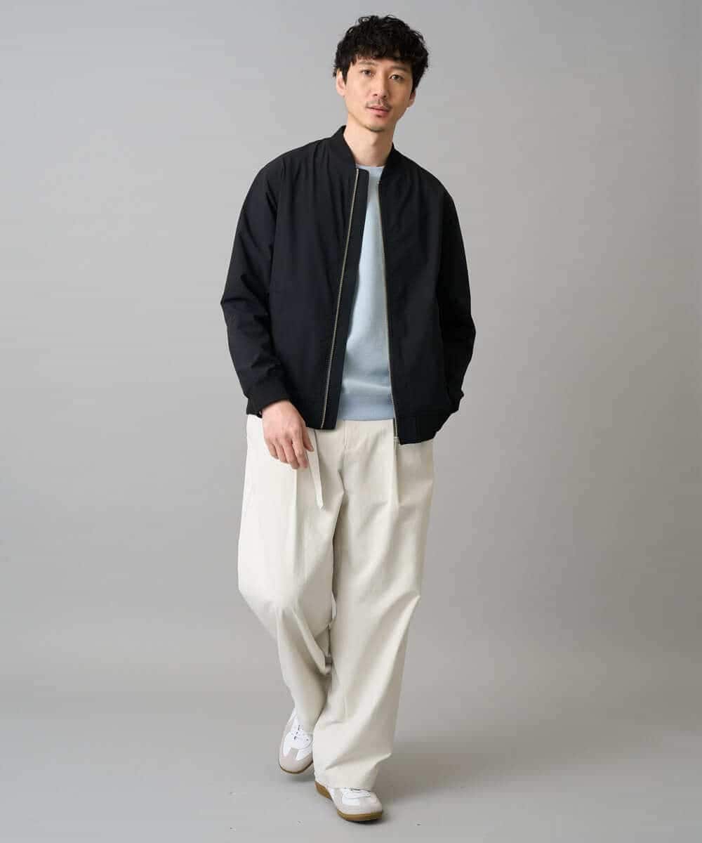 KHLED07069 a.v.v MEN(アー・ヴェ・ヴェ) 【イージーケア/洗濯機で洗える/毛玉になりにくい/ストレッチ】ベルト付きワイドテーパードチノパンツ ベージュ