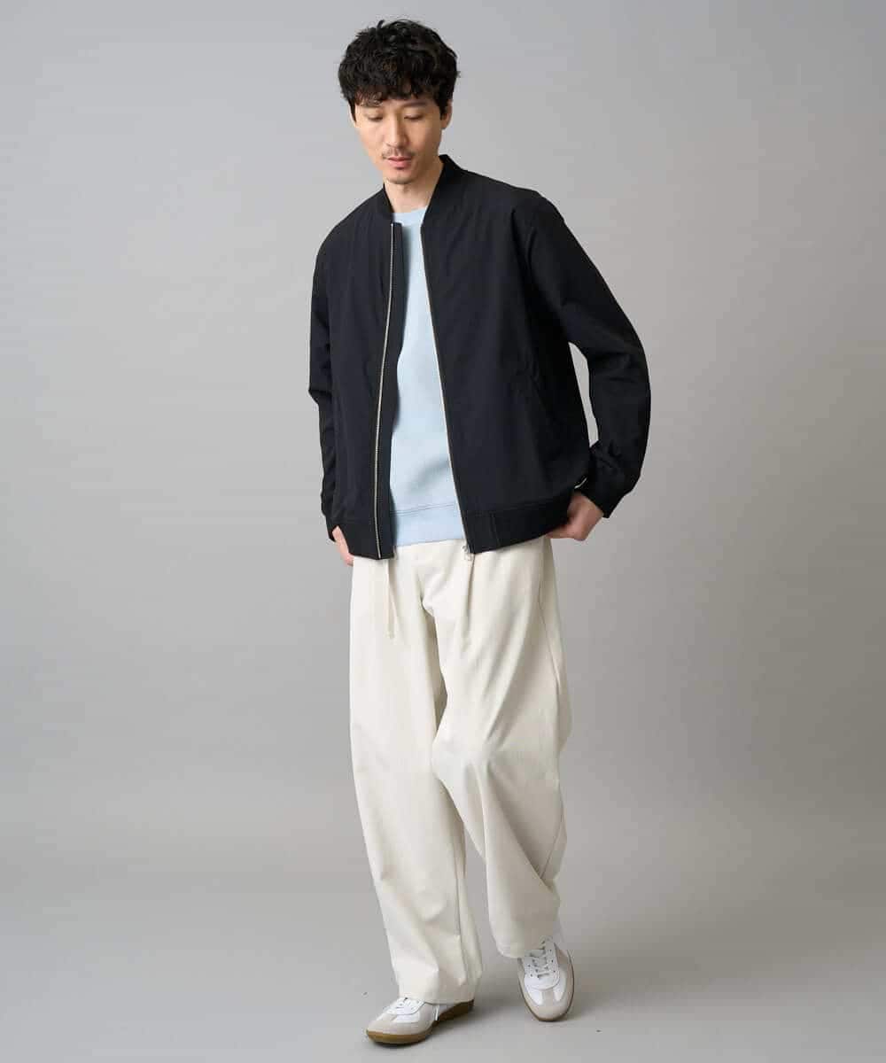 KHLED07069 a.v.v MEN(アー・ヴェ・ヴェ) 【イージーケア/洗濯機で洗える/毛玉になりにくい/ストレッチ】ベルト付きワイドテーパードチノパンツ ベージュ