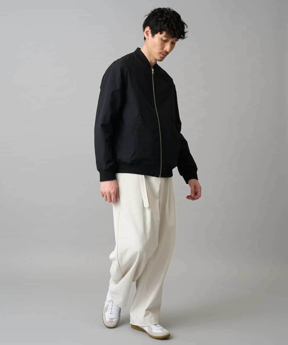 KHLED07069 a.v.v MEN(アー・ヴェ・ヴェ) 【イージーケア/洗濯機で洗える/毛玉になりにくい/ストレッチ】ベルト付きワイドテーパードチノパンツ ベージュ