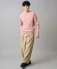 KHLED07069 a.v.v MEN(アー・ヴェ・ヴェ) 【イージーケア/洗濯機で洗える/毛玉になりにくい/ストレッチ】ベルト付きワイドテーパードチノパンツ ベージュ