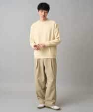 KHLED07069 a.v.v MEN(アー・ヴェ・ヴェ) 【イージーケア/洗濯機で洗える/毛玉になりにくい/ストレッチ】ベルト付きワイドテーパードチノパンツ ベージュ