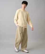 KHLED07069 a.v.v MEN(アー・ヴェ・ヴェ) 【イージーケア/洗濯機で洗える/毛玉になりにくい/ストレッチ】ベルト付きワイドテーパードチノパンツ ベージュ