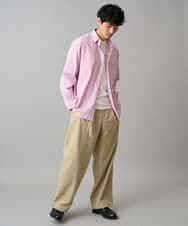 KHLED07069 a.v.v MEN(アー・ヴェ・ヴェ) 【イージーケア/洗濯機で洗える/毛玉になりにくい/ストレッチ】ベルト付きワイドテーパードチノパンツ ベージュ