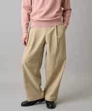 KHLED07069 a.v.v MEN(アー・ヴェ・ヴェ) 【イージーケア/洗濯機で洗える/毛玉になりにくい/ストレッチ】ベルト付きワイドテーパードチノパンツ ベージュ