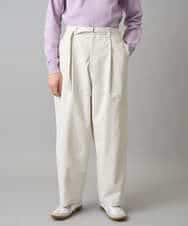 KHLED07069 a.v.v MEN(アー・ヴェ・ヴェ) 【イージーケア/洗濯機で洗える/毛玉になりにくい/ストレッチ】ベルト付きワイドテーパードチノパンツ ベージュ