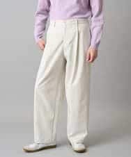 KHLED07069 a.v.v MEN(アー・ヴェ・ヴェ) 【イージーケア/洗濯機で洗える/毛玉になりにくい/ストレッチ】ベルト付きワイドテーパードチノパンツ ベージュ