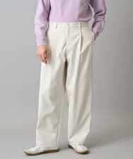 KHLED07069 a.v.v MEN(アー・ヴェ・ヴェ) 【イージーケア/洗濯機で洗える/毛玉になりにくい/ストレッチ】ベルト付きワイドテーパードチノパンツ ベージュ