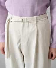 KHLED07069 a.v.v MEN(アー・ヴェ・ヴェ) 【イージーケア/洗濯機で洗える/毛玉になりにくい/ストレッチ】ベルト付きワイドテーパードチノパンツ ベージュ