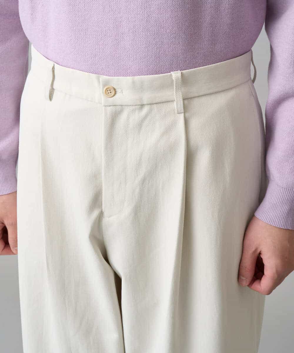 KHLED07069 a.v.v MEN(アー・ヴェ・ヴェ) 【イージーケア/洗濯機で洗える/毛玉になりにくい/ストレッチ】ベルト付きワイドテーパードチノパンツ ベージュ