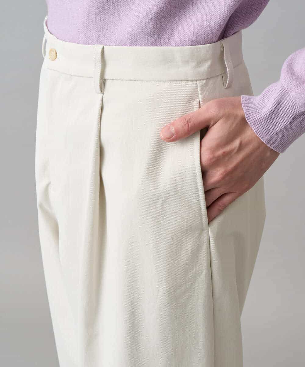 KHLED07069 a.v.v MEN(アー・ヴェ・ヴェ) 【イージーケア/洗濯機で洗える/毛玉になりにくい/ストレッチ】ベルト付きワイドテーパードチノパンツ ベージュ