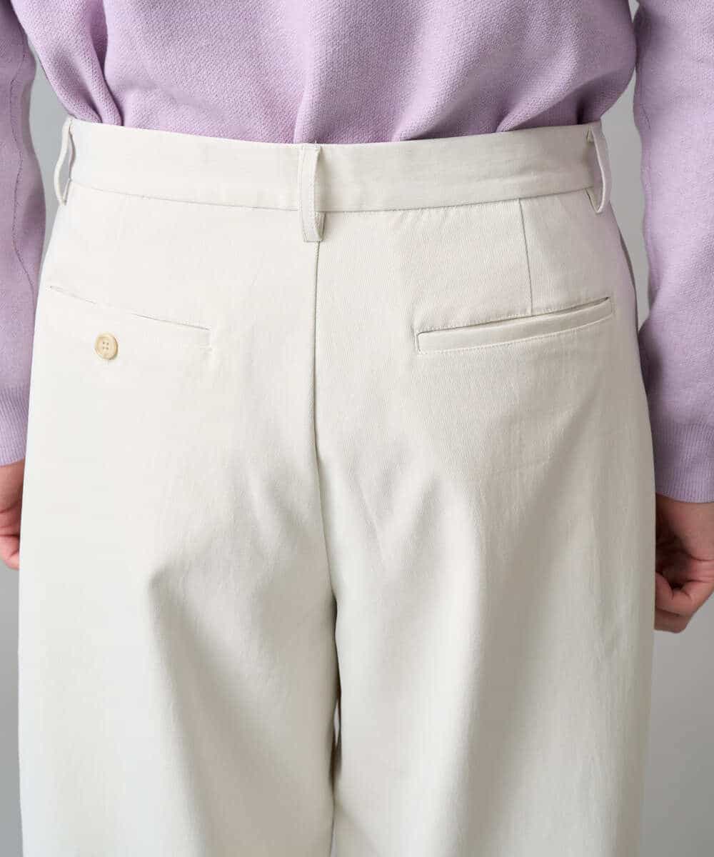 KHLED07069 a.v.v MEN(アー・ヴェ・ヴェ) 【イージーケア/洗濯機で洗える/毛玉になりにくい/ストレッチ】ベルト付きワイドテーパードチノパンツ ベージュ