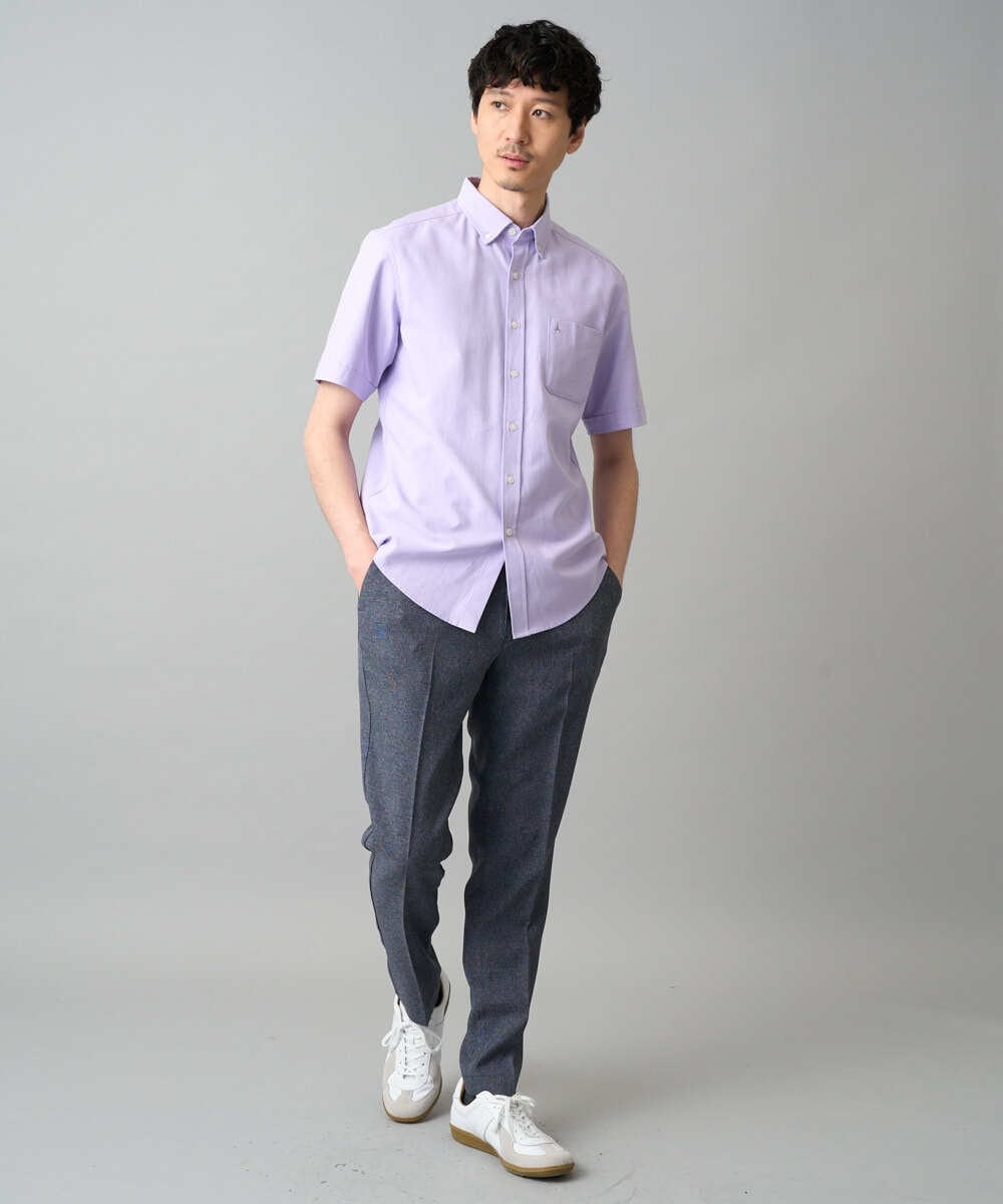 KHLED09069 a.v.v MEN(アー・ヴェ・ヴェ) 【イージーケア/洗濯機で洗える/ストレッチ】メランジスマートスラックス ネイビー