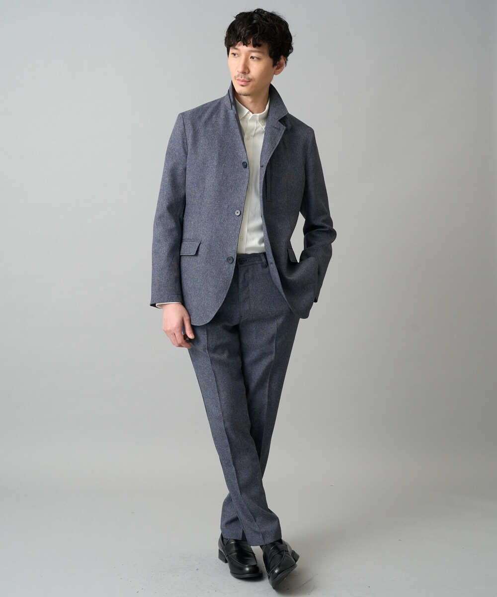 KHLED09069 a.v.v MEN(アー・ヴェ・ヴェ) 【イージーケア/洗濯機で洗える/ストレッチ】メランジスマートスラックス ネイビー