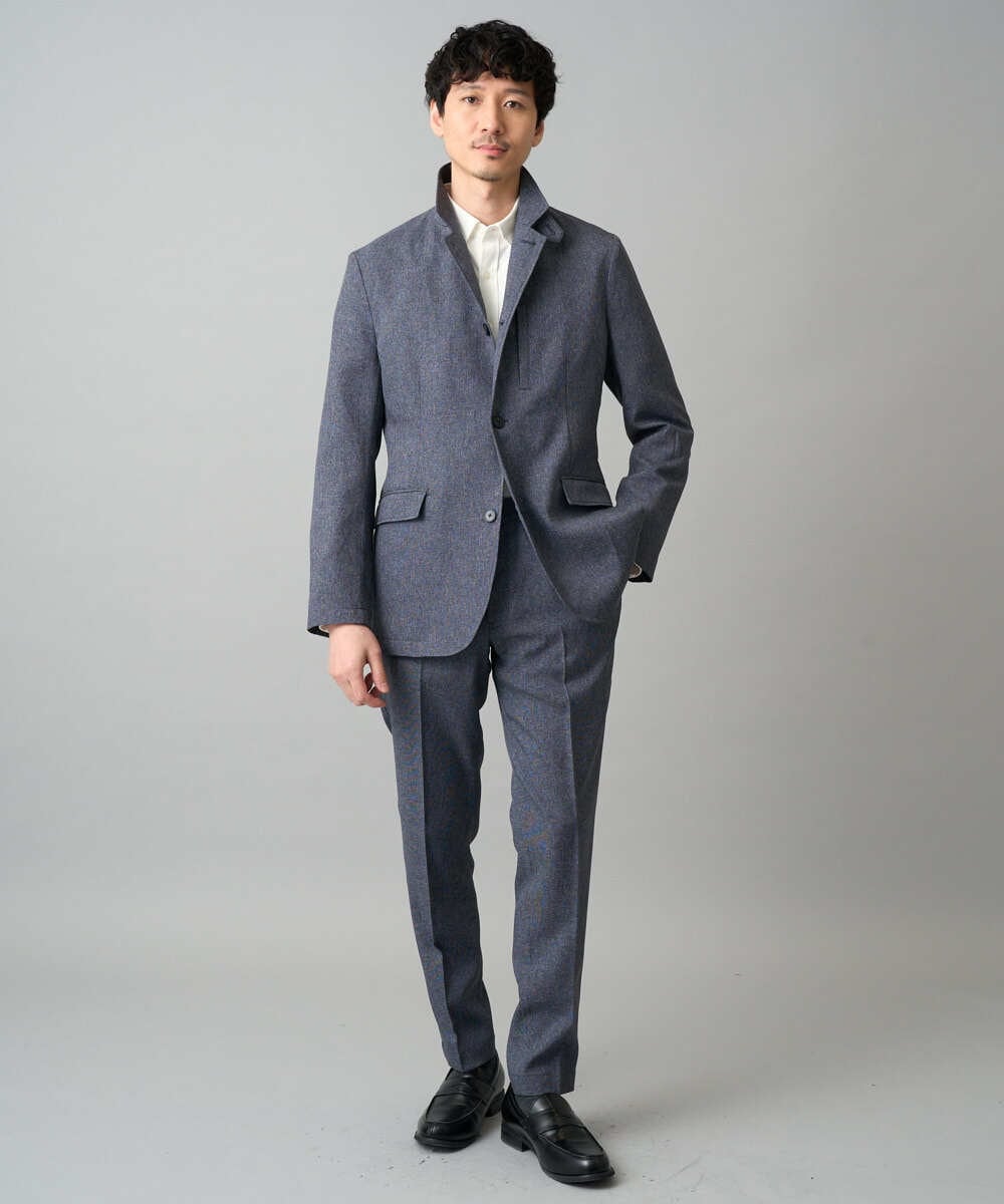 KHLED09069 a.v.v MEN(アー・ヴェ・ヴェ) 【イージーケア/洗濯機で洗える/ストレッチ】メランジスマートスラックス ネイビー