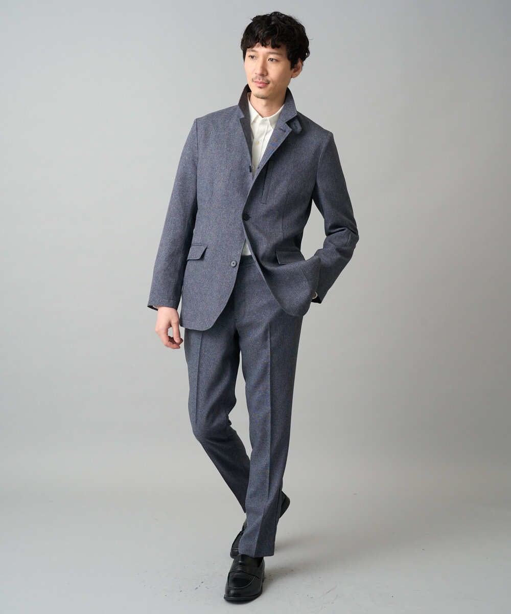 KHLED09069 a.v.v MEN(アー・ヴェ・ヴェ) 【イージーケア/洗濯機で洗える/ストレッチ】メランジスマートスラックス ネイビー