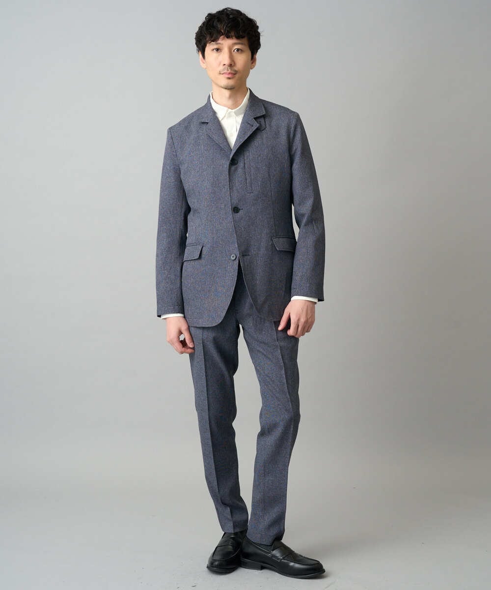 KHLED09069 a.v.v MEN(アー・ヴェ・ヴェ) 【イージーケア/洗濯機で洗える/ストレッチ】メランジスマートスラックス ネイビー