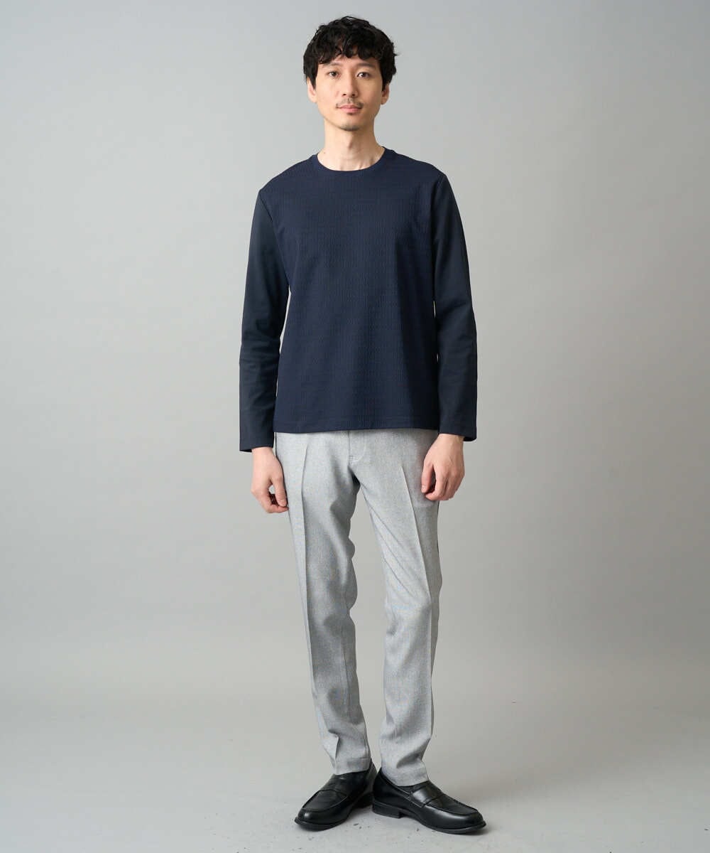 KHLED09069 a.v.v MEN(アー・ヴェ・ヴェ) 【イージーケア/洗濯機で洗える/ストレッチ】メランジスマートスラックス グレー