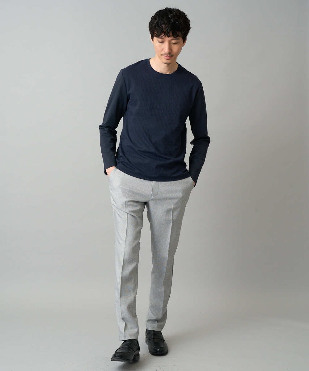 KHLED09069 a.v.v MEN(アー・ヴェ・ヴェ) 【イージーケア/洗濯機で洗える/ストレッチ】メランジスマートスラックス グレー