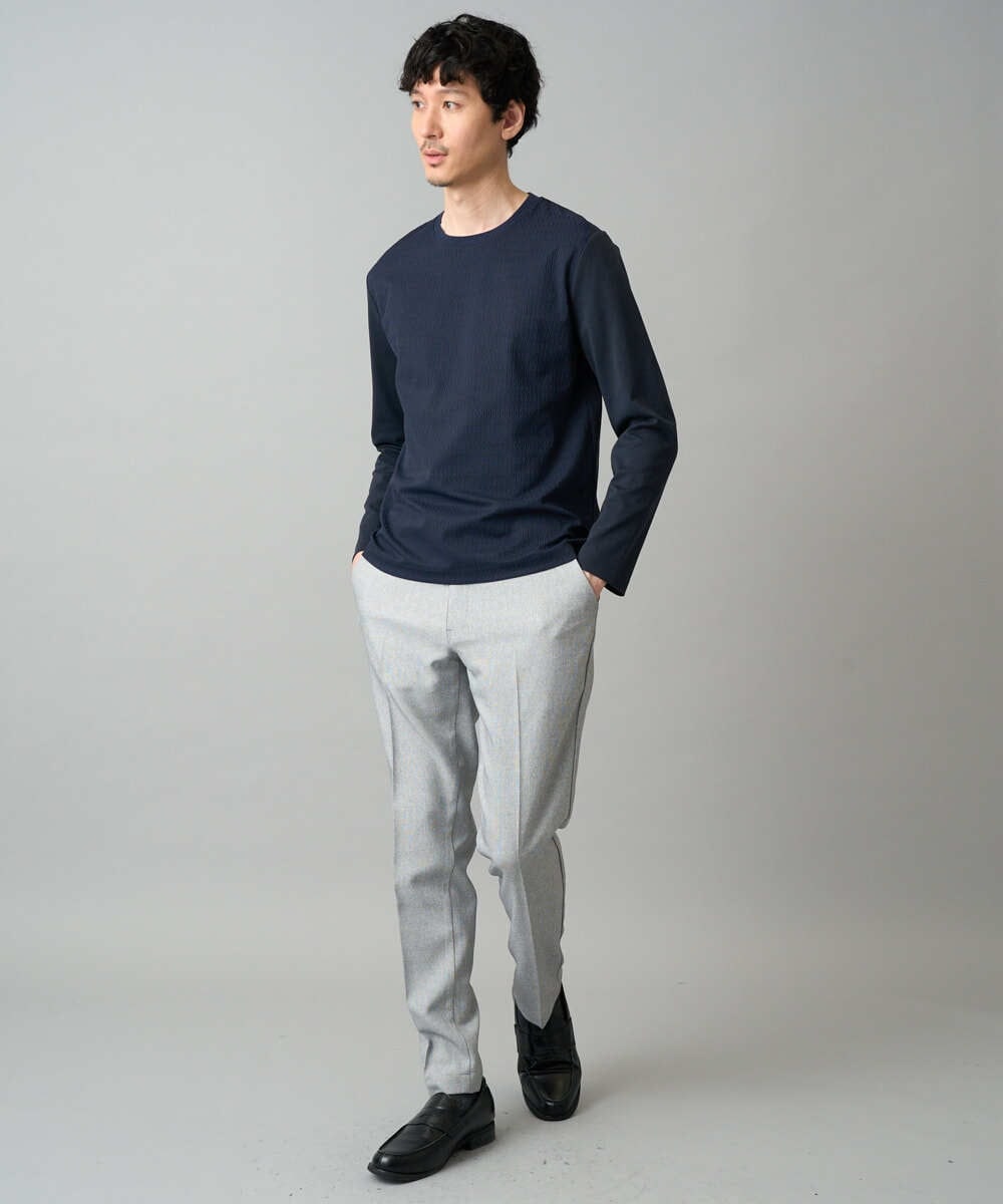 KHLED09069 a.v.v MEN(アー・ヴェ・ヴェ) 【イージーケア/洗濯機で洗える/ストレッチ】メランジスマートスラックス グレー