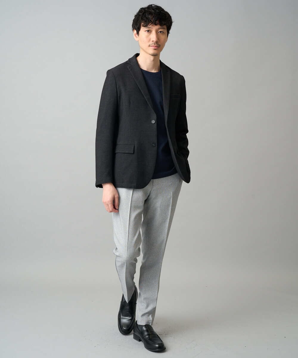 KHLED09069 a.v.v MEN(アー・ヴェ・ヴェ) 【イージーケア/洗濯機で洗える/ストレッチ】メランジスマートスラックス グレー