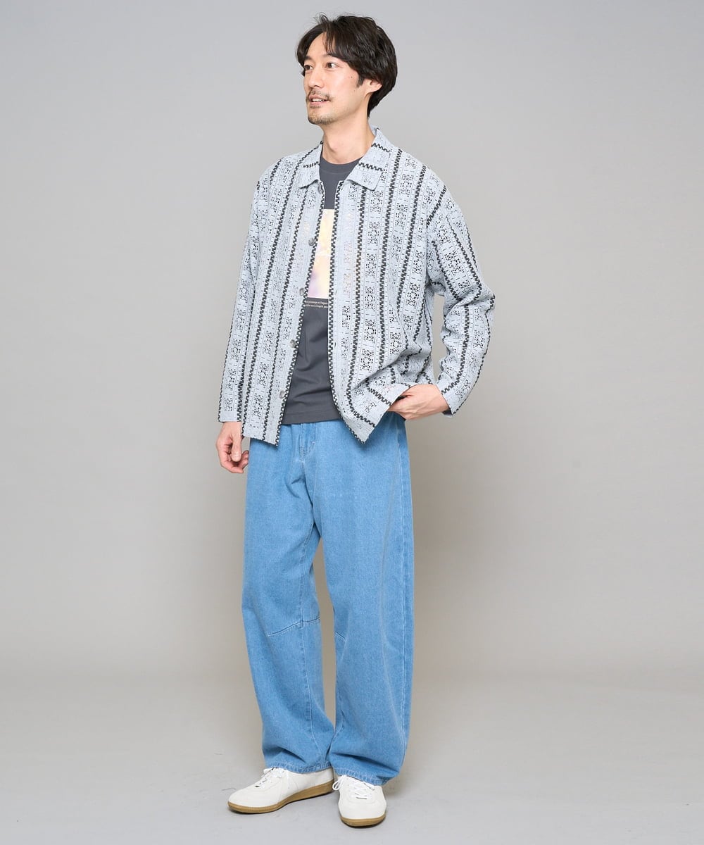 KHLED10069 a.v.v MEN(アー・ヴェ・ヴェ) 【洗濯機で洗える】デニムバレルレッグイージーパンツ ブラック