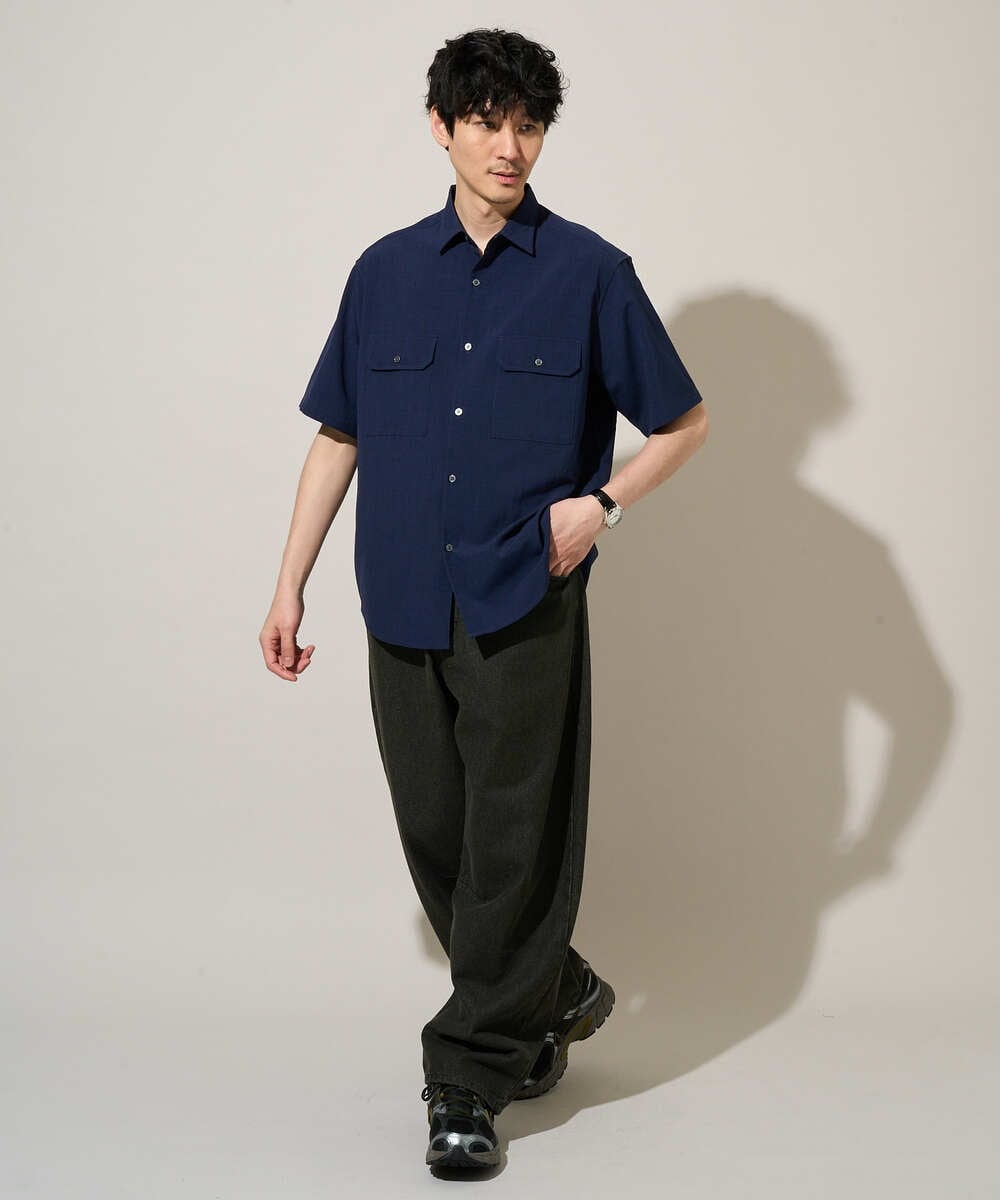 KHLED10069 a.v.v MEN(アー・ヴェ・ヴェ) 【洗濯機で洗える】デニムバレルレッグイージーパンツ ブラック