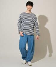 KHLED10069 a.v.v MEN(アー・ヴェ・ヴェ) 【洗濯機で洗える】デニムバレルレッグイージーパンツ ブラック