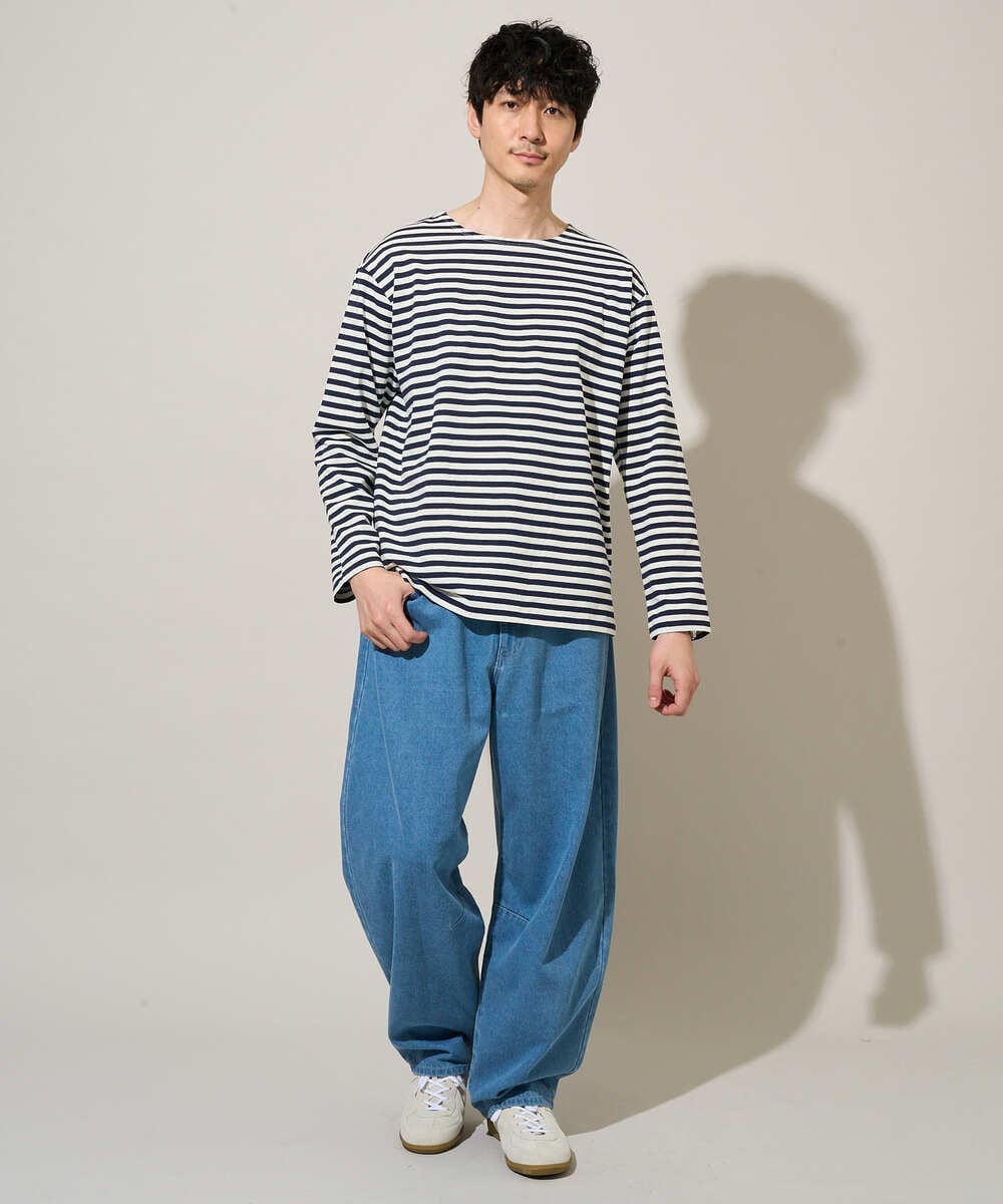 KHLED10069 a.v.v MEN(アー・ヴェ・ヴェ) 【洗濯機で洗える】デニムバレルレッグイージーパンツ ブラック