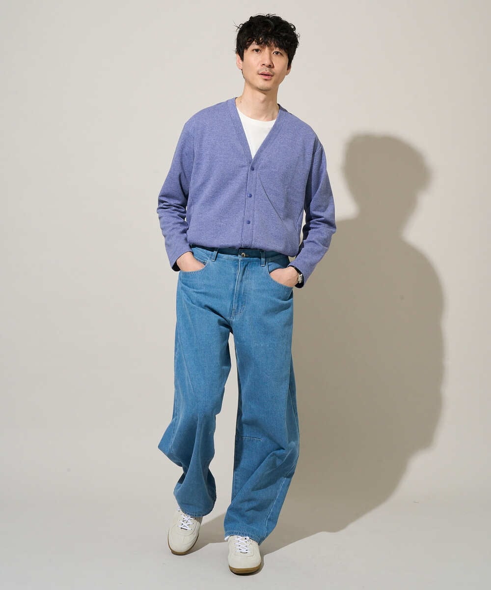 KHLED10069 a.v.v MEN(アー・ヴェ・ヴェ) 【洗濯機で洗える】デニムバレルレッグイージーパンツ ブラック