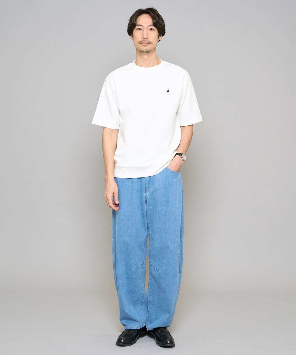 KHLED10069 a.v.v MEN(アー・ヴェ・ヴェ) 【洗濯機で洗える】デニムバレルレッグイージーパンツ ブラック