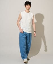 KHLED10069 a.v.v MEN(アー・ヴェ・ヴェ) 【洗濯機で洗える】デニムバレルレッグイージーパンツ ブラック