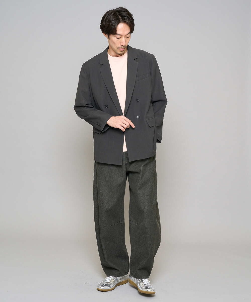 KHLED10069 a.v.v MEN(アー・ヴェ・ヴェ) 【洗濯機で洗える】デニムバレルレッグイージーパンツ ブラック