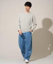 KHLED10069 a.v.v MEN(アー・ヴェ・ヴェ) 【洗濯機で洗える】デニムバレルレッグイージーパンツ ブラック