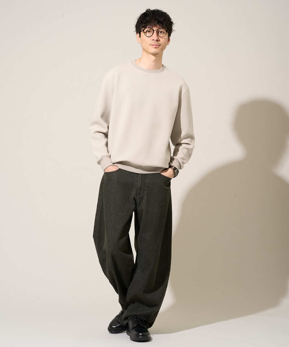 KHLED10069 a.v.v MEN(アー・ヴェ・ヴェ) 【洗濯機で洗える】デニムバレルレッグイージーパンツ ブラック