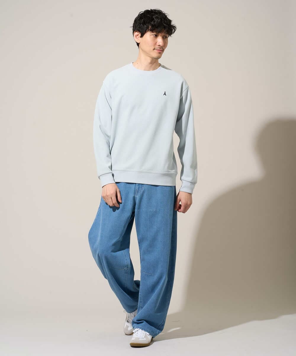 KHLED10069 a.v.v MEN(アー・ヴェ・ヴェ) 【洗濯機で洗える】デニムバレルレッグイージーパンツ ブラック