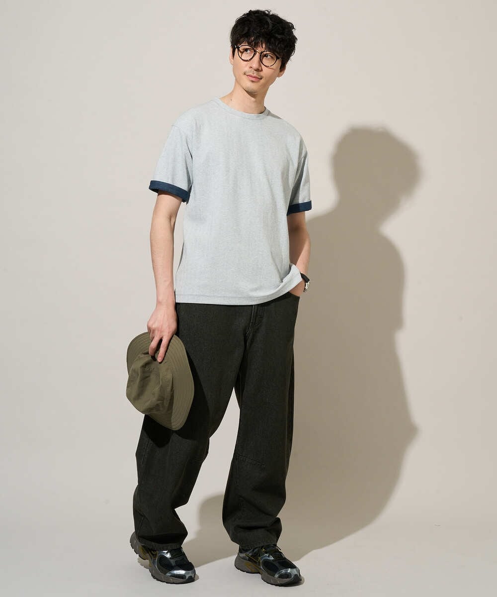 KHLED10069 a.v.v MEN(アー・ヴェ・ヴェ) 【洗濯機で洗える】デニムバレルレッグイージーパンツ ブラック