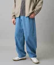 KHLED10069 a.v.v MEN(アー・ヴェ・ヴェ) 【洗濯機で洗える】デニムバレルレッグイージーパンツ ブルー