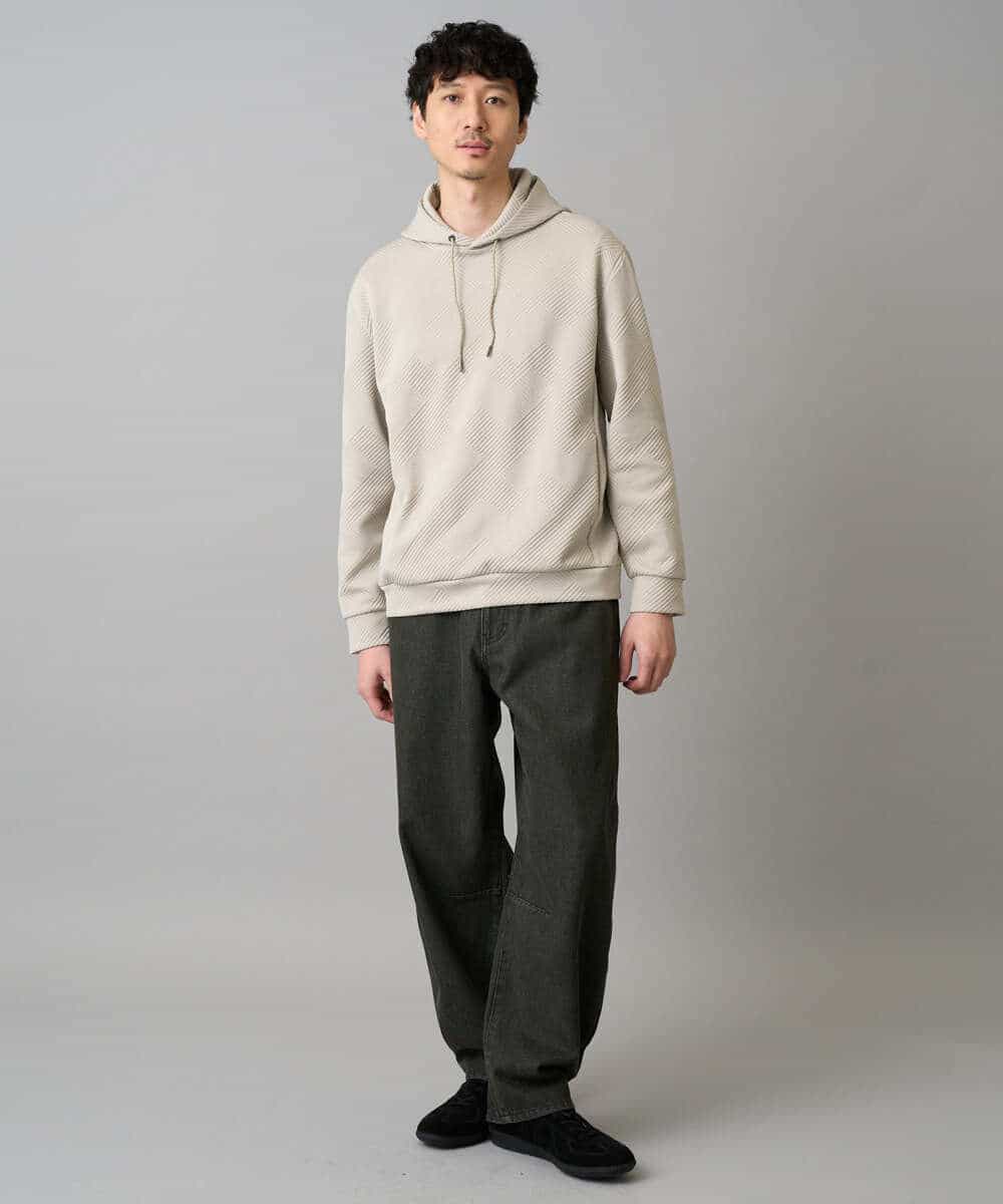 KHLED10069 a.v.v MEN(アー・ヴェ・ヴェ) 【洗濯機で洗える】デニムバレルレッグイージーパンツ ブラック