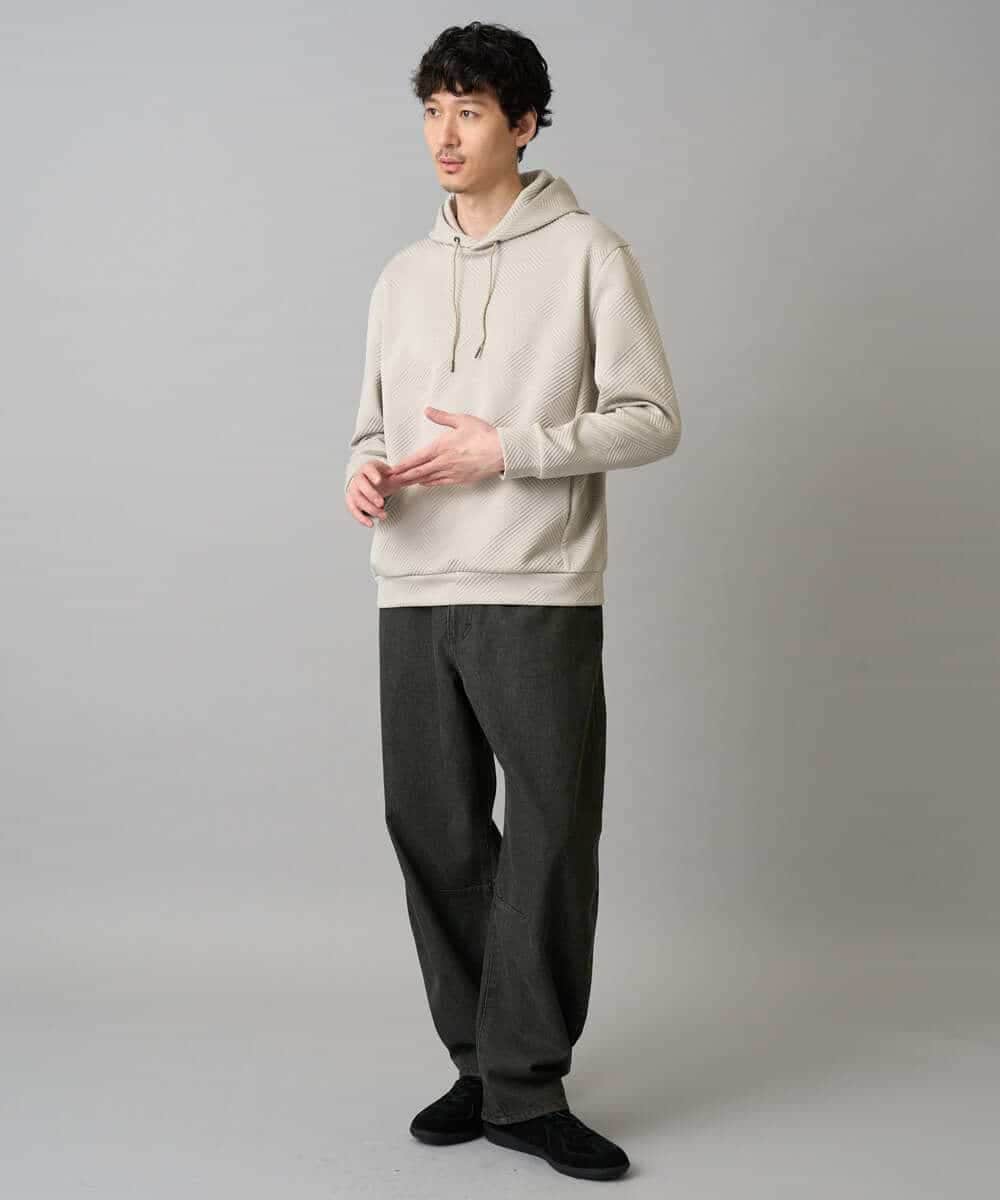 KHLED10069 a.v.v MEN(アー・ヴェ・ヴェ) 【洗濯機で洗える】デニムバレルレッグイージーパンツ ブラック