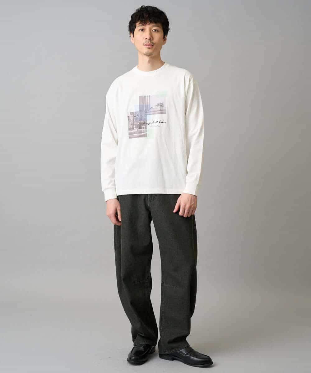 KHLED10069 a.v.v MEN(アー・ヴェ・ヴェ) 【洗濯機で洗える】デニムバレルレッグイージーパンツ ブラック